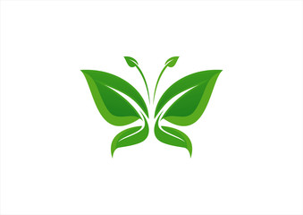 Eco logo green butterflies
