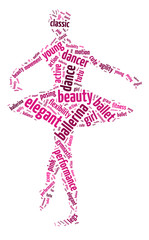 Words illustration of a ballet dancer in white background