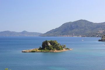 mouse island and pontikonisi a greek island in corfu	