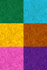 multicolor set of patterns with drawings
