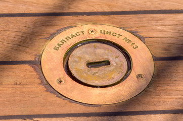 close up of wooden deck boat