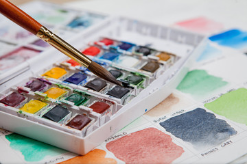Watercolor set on painting chart