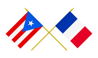 Flags, France and Puerto Rico