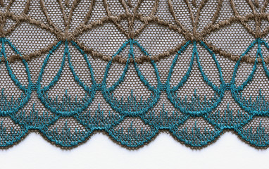 Blue and brown lines lace texture material macro shot