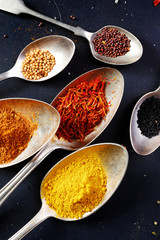 Spices on spoons