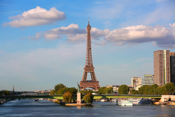 Fototapeta na wymiar View on Eiffel Tower in the day, Paris, France