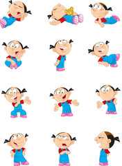 cartoon girl in various poses