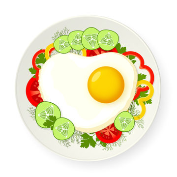 Scrambled egg and fresh vegetables