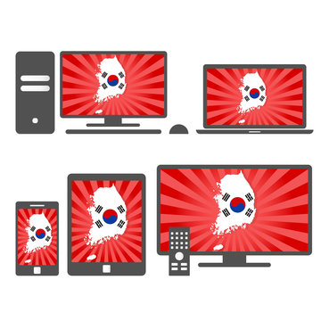 Electronic devices with the map of South Korea