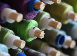 A big amount of spools with colorful threads