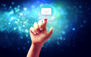Hand pressing a envelope icon