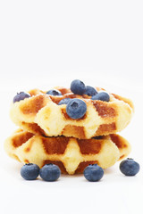 Waffle with berry on white