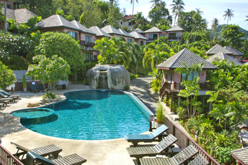 beautiful swimming pool in tropical resor
