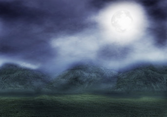 Mountains with moonlight