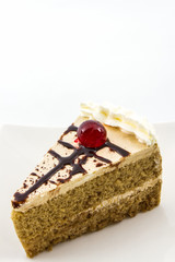 Close up Coffee cake slice.