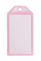 colorful plastic tag label isolated on white background