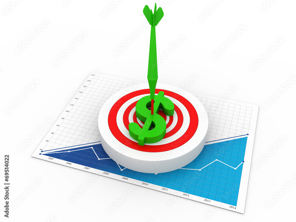 Poster 3d rendering dollar symbol target