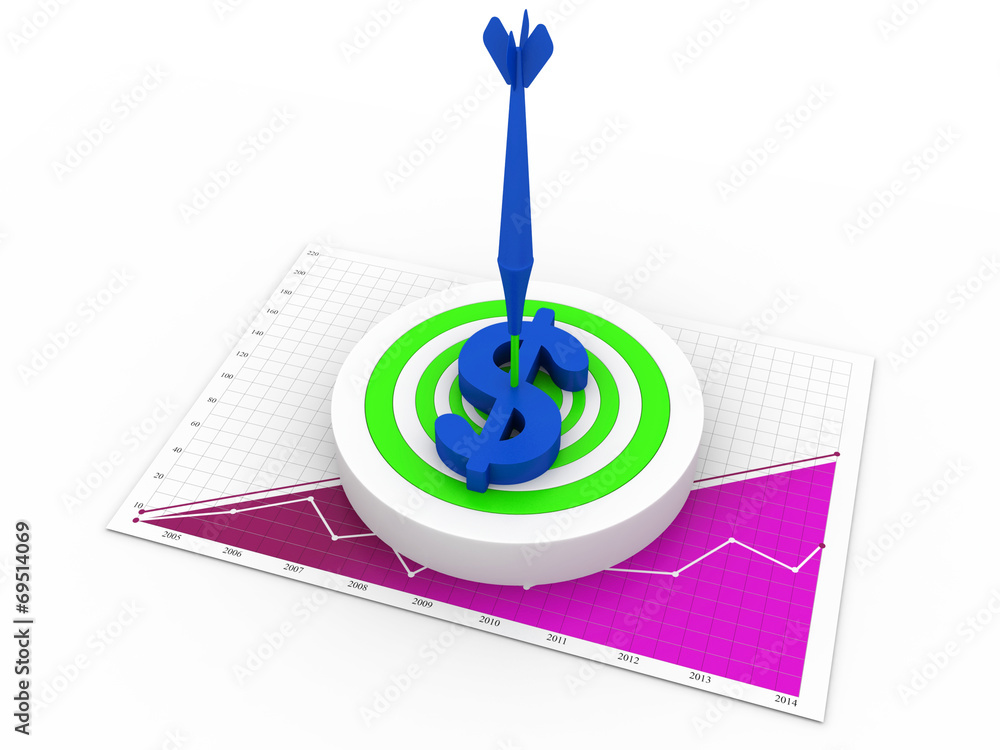 Poster 3d rendering dollar symbol target