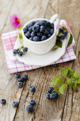Summer fruits - fresh blueberries from garden