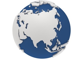 Earth planet globe. 3D render. Russia view.