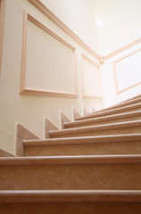 Stilvolles Treppenhaus mit Marmorstufen und Stuckverzierungen