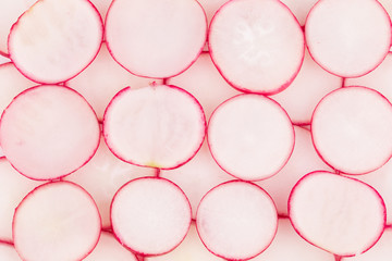 Close up of radish slices.