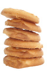 close - up butter cookies isolated on white background
