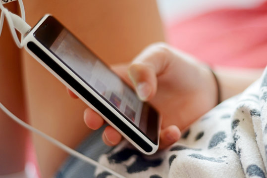 phone in the child hand