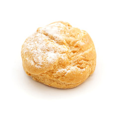 baked  bread with icing on white background