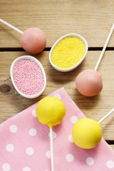 Yellow and pink cake pops