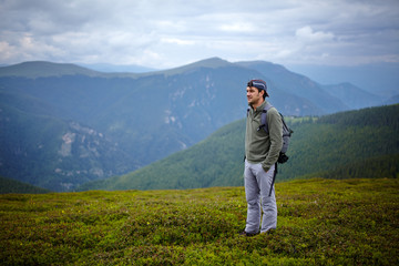 Naklejka premium Caucasian hiker