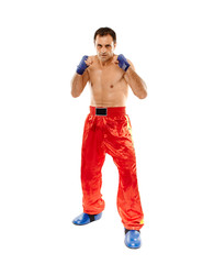 Kickboxer in guard stance