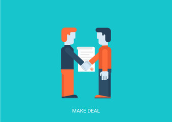 Flat style vector illustration contract make a deal concept