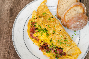 Omelet with bacon and cheese