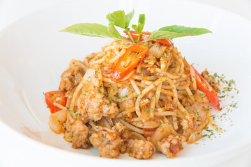 Spaghetti sauce and pork