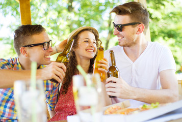 Friends drinking and talking