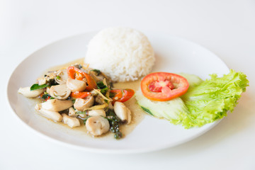 Rice and stir fried mushroom