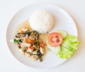 Rice and stir fried mushroom
