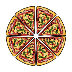 Pieces of pizza, sketch for your design