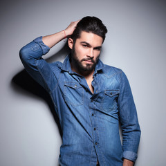 Man with his hands in hair