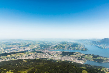 Lucerne view from mountain Pilatus, Switzerland with copyspace