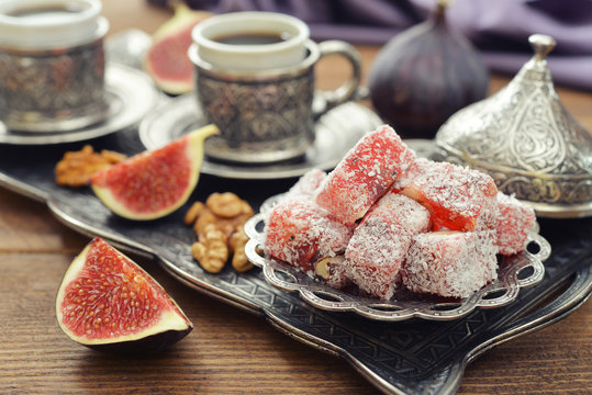 Turkish delight with coffee
