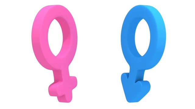 Male and female signs rotate animation.