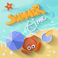 Summer time poster.  illustration with Sea, sun,