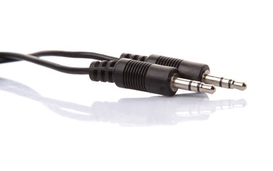 Audio jack over white background