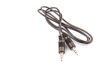 Audio jack over white background