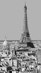 Panele Szklane Podświetlane  Dachy Paryża z wieżą Eiffla