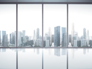 empty open plan interior with large windows