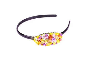 Close up of hoop with flowers.