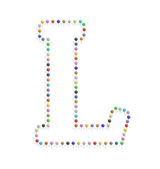 letter l with pushpin